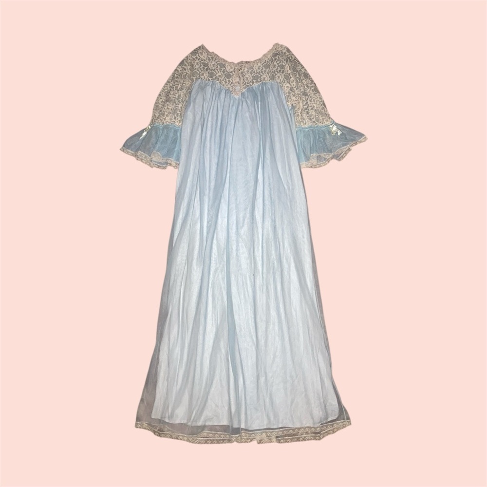 Long Blue Nylon Nightgown